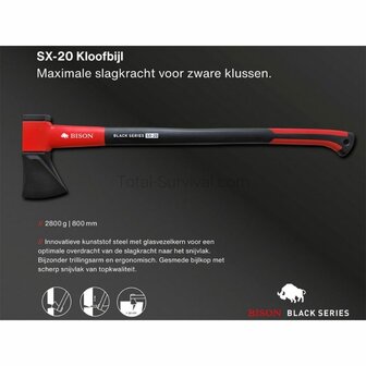 Bison Black Series SX-20 kloofbijl groot, zwart/rood