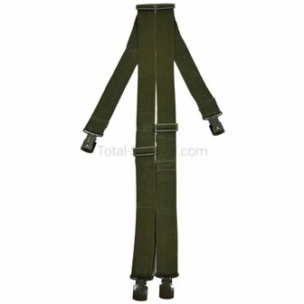 Deense DALO bretels voor combat- en winterbroeken met metalen clips, legergroen