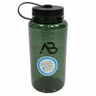 AB Feldflasche transparent 1000 ml olivgr&uuml;n, gro&szlig;e &Ouml;ffnung, BPA-frei