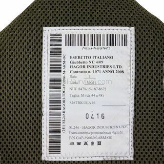 Italian NC4 ballistic upper arm protectors with inserts, Pair (left-right), Vegetato camo