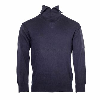 Nederlandse brandweer schipperstrui Wol met col, donkerblauw