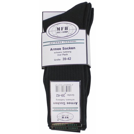 MFH Army socks medium length black 3-pack