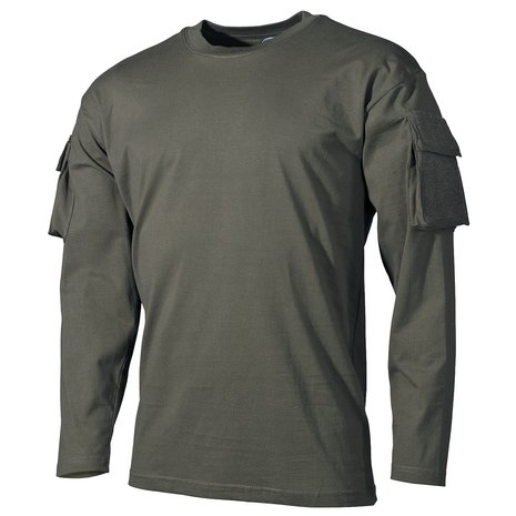 MFH US Longsleeve shirt met mouwzakken, legergroen