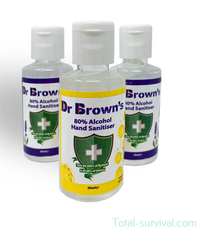 Dr. Brown's Disinfectant hand gel 50ml, 80% alcohol, lemon