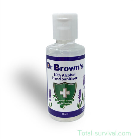 Dr. Brown's Disinfectant hand gel 50ml, 80% alcohol, lavender