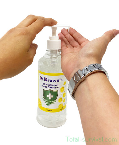Dr. Brown's Disinfectant hand gel 500 ml, 80% alcohol, with dispenser, lemon