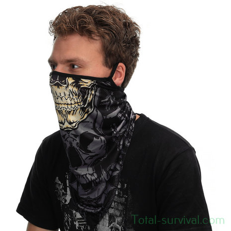 101 Inc Face mask with earloop yellow skull style 10