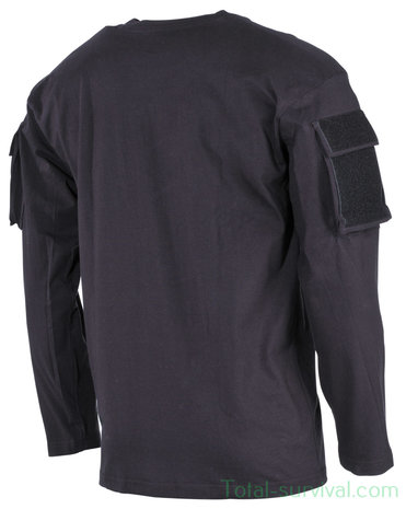 Chemise à manches longues US MFH avec poches sur les manches, noir