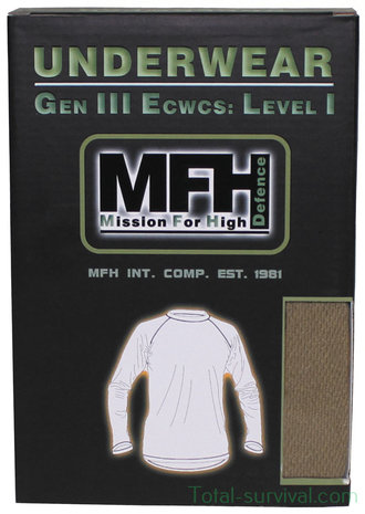 MFH US undershirt, long sleeve, level I, Gen III, black