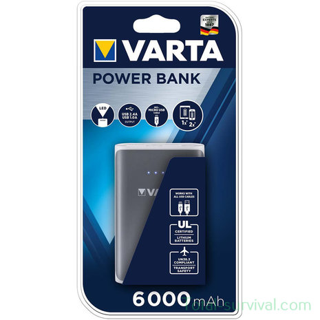Batterie Externe Portable Varta 6000 mAh Gris