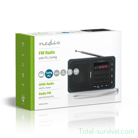 lotus ornament Verstenen Nedis portable FM radio with PLL tuner and USB / SD player - Total-Survival
