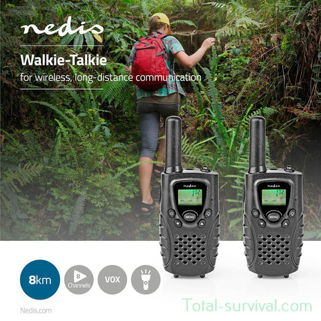Radio bidirectionnelle de communication Nedis TK0800 PTT / VOX, jusqu'à 8 km