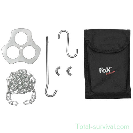 Fox outdoor Support pour Trépied, Inox, avec chaîne et crochet