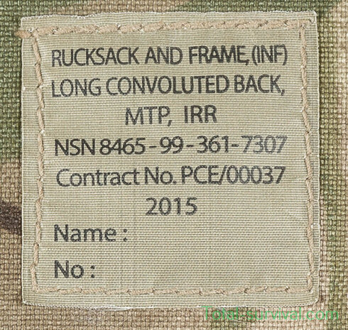 Britischer Bergen Rucksack und frame 100L "INF Long convoluted back" mit Seitentaschen, MTP IRR