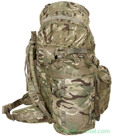 British rucksack and frame "INF Short Convoluted back" with side pockets, MTP IRR