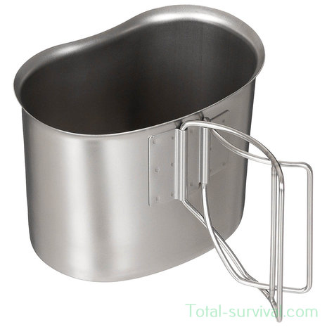 MFH US Canteen Cup, Stainless Steel, foldable handles