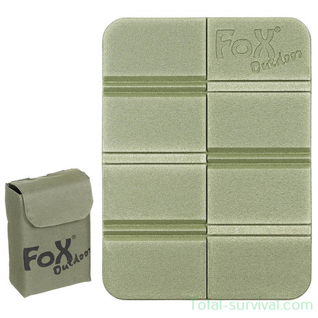 Coussin thermique Fox outdoor, pliable, avec pochette Molle, vert olive