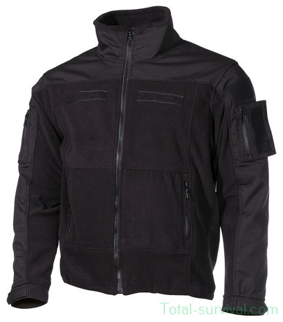 MFH Fleece Jacket, "Combat", Rip stop, black