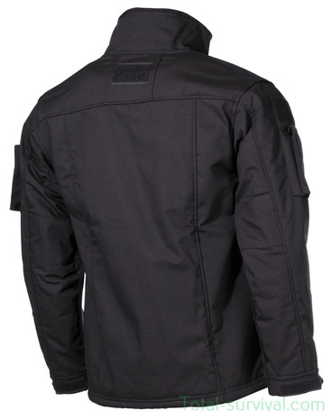 MFH Fleece Jacket, "Combat", Rip stop, black
