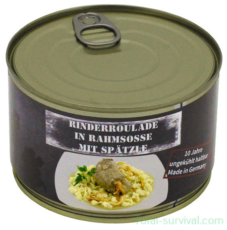 MFH Rinderroulade mit Spätzle in Vollkonserve, 400 g, Notnahrung