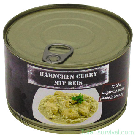MFH Hähnchen Curry mit Reis in Vollkonserve, 400 g, Notnahrung
