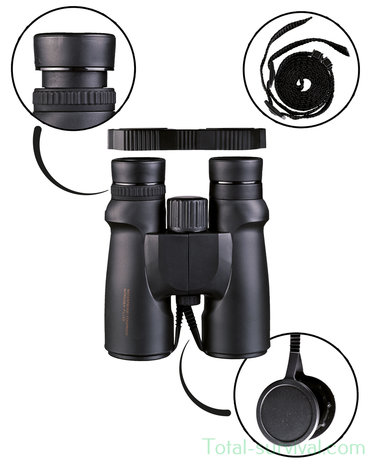 Mil-Tec Binoculars black 8x42, water resistant, incl. cover