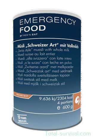 Trek 'n Eat Emergency Food Swiss Muesli with Milk 600G can