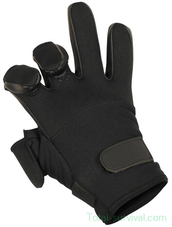 MFH Tactische Neopreen handschoenen, Mesh,  zwart