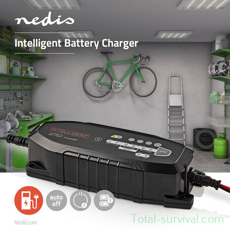 Nedis smart battery charger, 6/12/12.8 V DC 3.8A