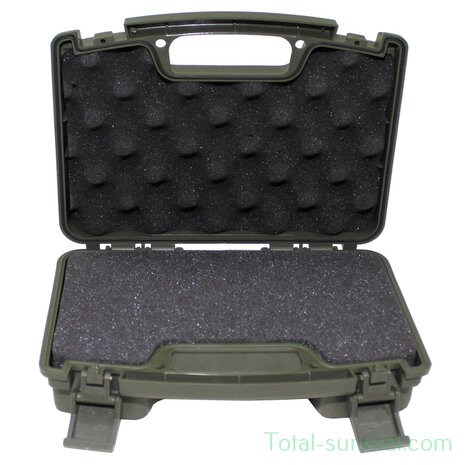 MFH Pistol case compact, plastic, lockable, OD green