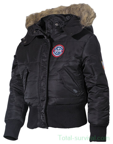 MFH US Kids Polar Jacket, N2B, black, with fur collar
