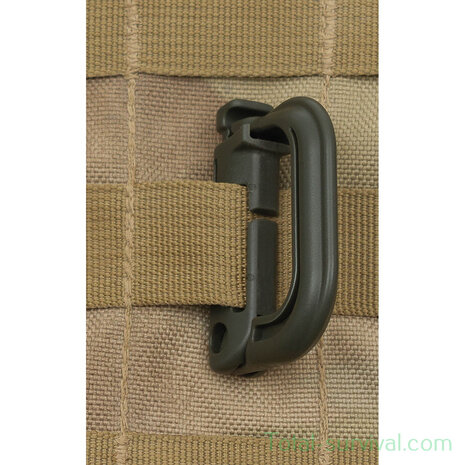 MFH Carabiner, Plastic, "MOLLE", OD green, 2-pack