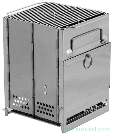 Fox outdoor Outdoor stove stainless steel, "Rocket Stove", Medium foldable with grill