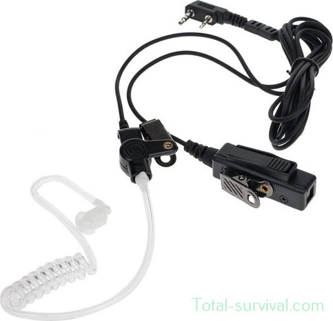 KPO KEP-26S airtube ear-microphone handset, black, 2-pin Icom mini-jack connector