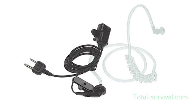 Intek SM-007/A1 airtube ear-microphone handset, black, 2-pin Icom mini-jack connector