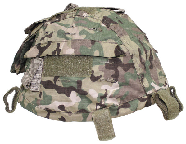 Couvre-casque tactique MFH Ripstop avec sacs et montage velcro, universel, camouflage opération MTP