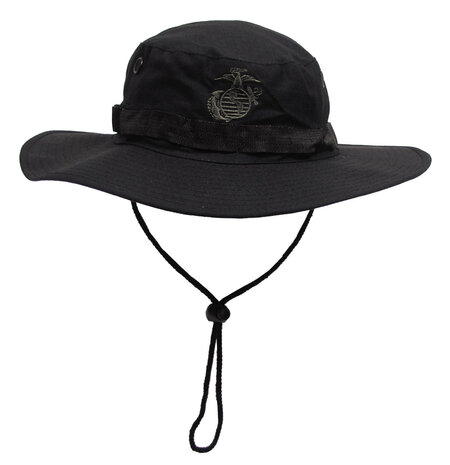 MFH USMC Bush Hat, chin strap, GI Boonie, black