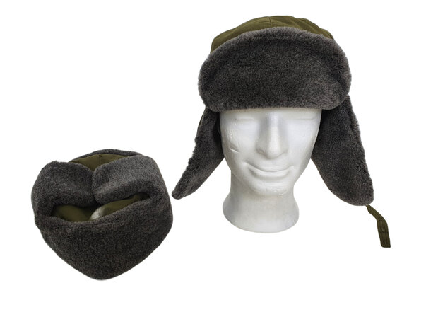 Bonnet d'hiver USSR doublé, vert olive