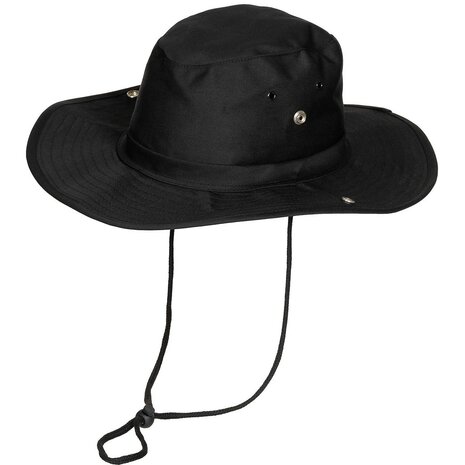 Chapeau de brousse MFH avec bouton poussoir sur les côtés, noir