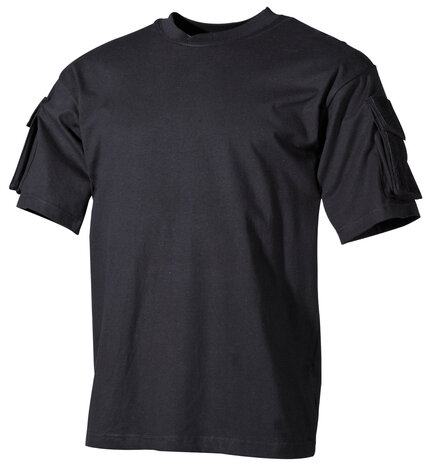 MFH US short sleeve shirt with sleeve pockets, black