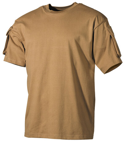 MFH US short sleeve shirt with sleeve pockets, coyote tan