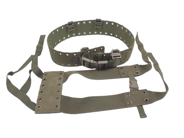 Bundeswehr Combat belt load carrying set, belt + harness, OD green