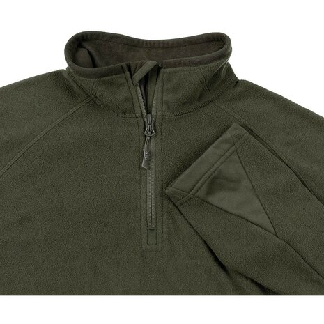 MFH troyer pullover with turtleneck and zipper, microfleece 200g/m2, OD green