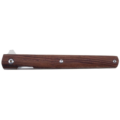 Couteau pliant bushcraft Fox outdoor avec manche en bois, 21 cm, étui en cuir