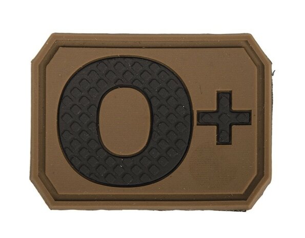 Mil-Tec velcro patch blood group "O Pos" 3D, dark coyote
