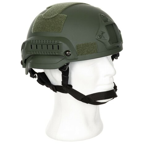MFH US MICH 2002 airsoft helmet with rails, ABS, OD green