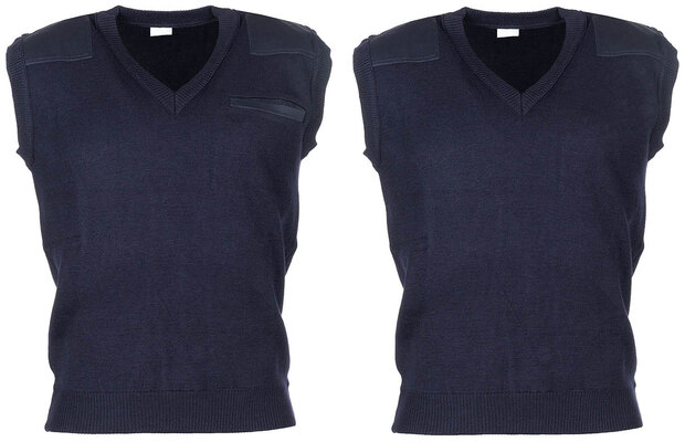 Dutch MP slip-over sweater wool with v-neck, blue