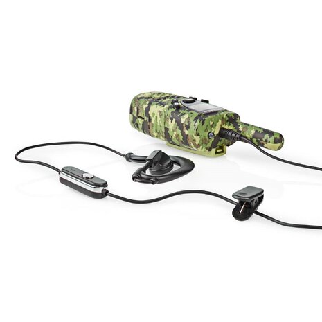 Nedis TK0810 Ensemble talkie-walkie de communication PTT/VOX avec casques, jusqu'à 8 km, digital woodland
