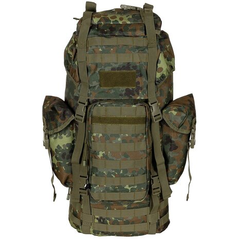 MFH Bundeswehr Molle Combat Rucksack, 65l, Aluminiumrahmen, Flecktarn