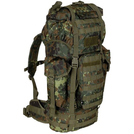 Sac à dos MFH Bundeswehr Molle Combat, 65l, cadre en aluminium, Flecktarn